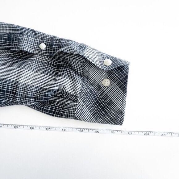 Wrangler Mens Premium Long Sleeve Shirt Button Down Plaid Black White Medium - Picture 5 of 7